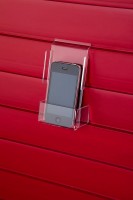 Smartphone-Halter für Lamellenwand aus Acrylglas klar / für FlexiSlot-System