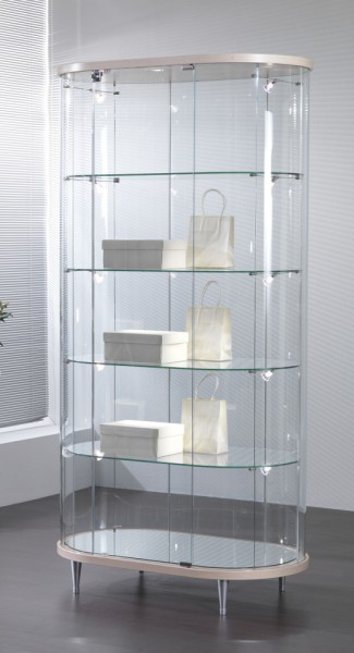 abgerundete Glasvitrine Topline - 96 x 56 x 190 cm (BxTxH) - Artikel: TL96-56_H190