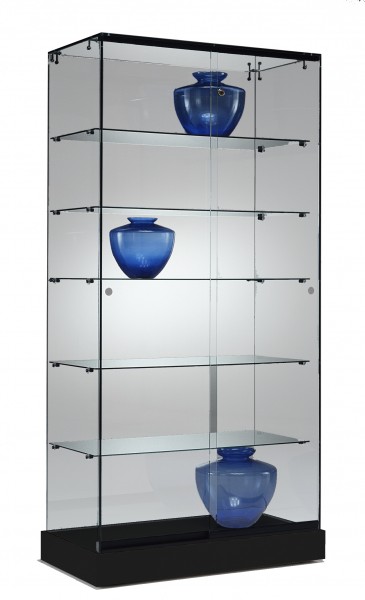 Vitrine PL90-46 90x46x182 cm aus ESG Sicherheitsglas Ganzglasvitrine Serie Polaris