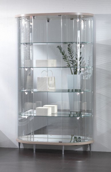 abgerundete Glasvitrine Topline - 112 x 38 x 190 cm (BxTxH) - Artikel: TL112-38